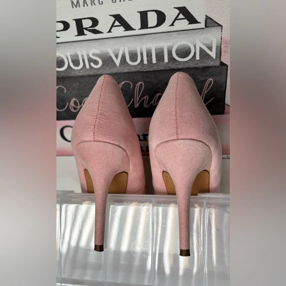 Zara Trafaluc Stiletto 4” Heels Faux Suede Round Pointy Toe Blush Pink Size 6